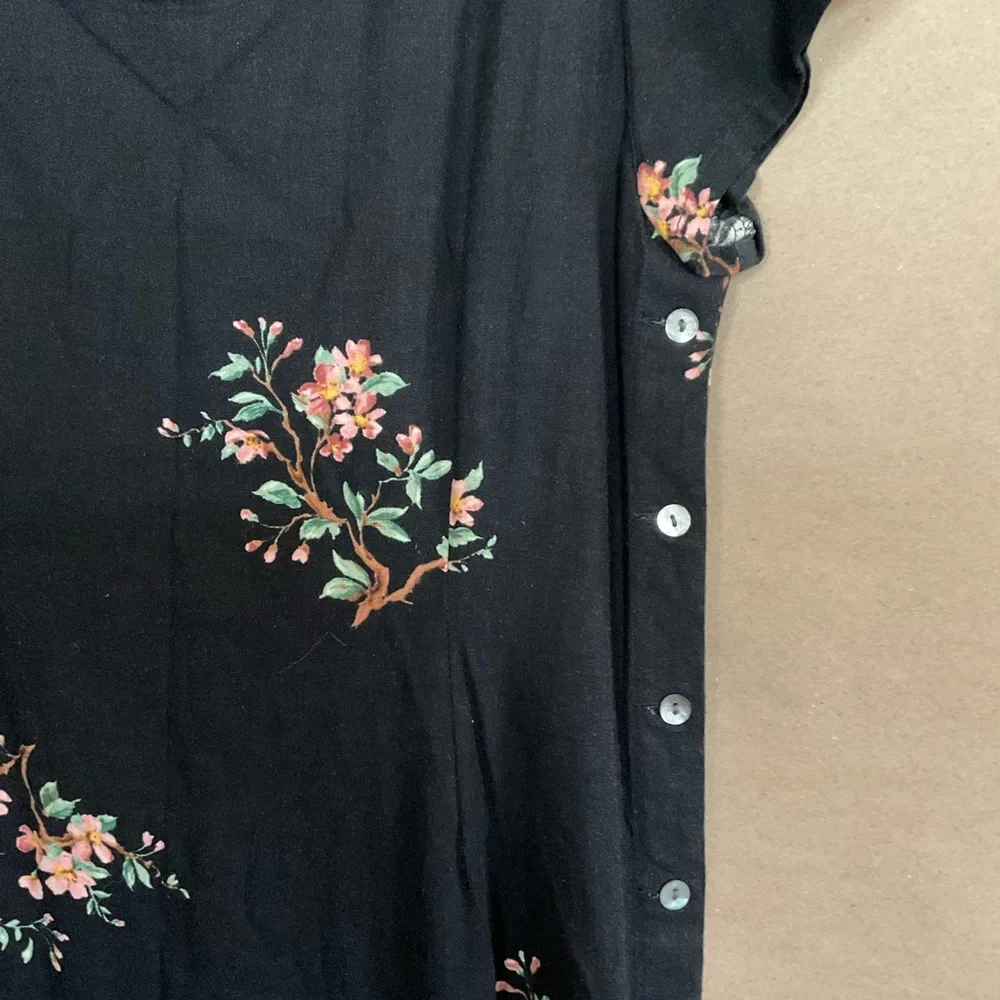 Crazy Horse by Liz Claiborne Floral Black Dress. Linen blend. Size 12 - Picture 6 of 10